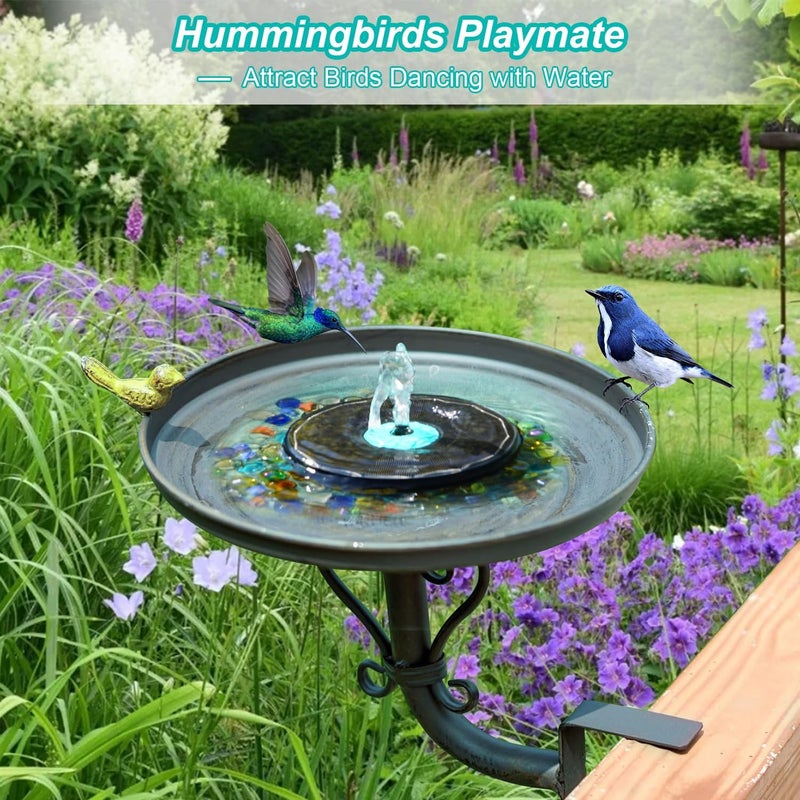 GAIZERL Solar Fountain with Cyan Flower - Attract Birds - Upgrade 3.5W Solar Bird Bath Fountains, Solar Powered Water Feature Fountain Pump with 7 Nozzles for Hummingbirds, Garden, Pool, and Pond - Image 3